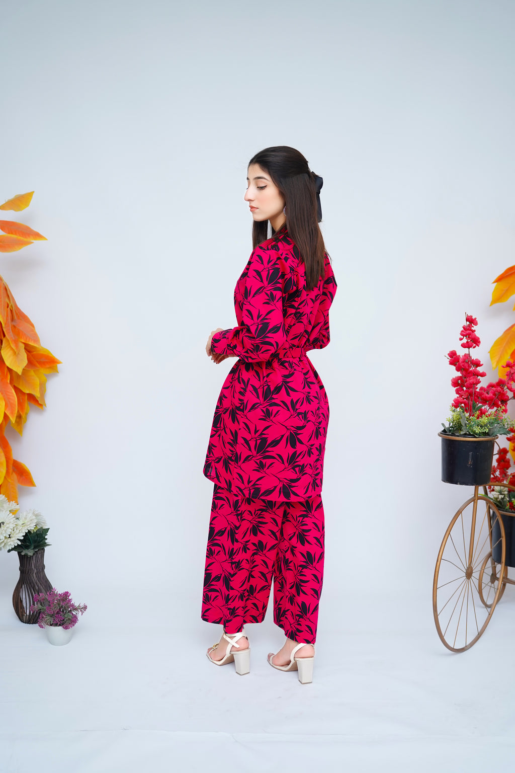2PC – Printed Co-Ord Set in Hot Pink