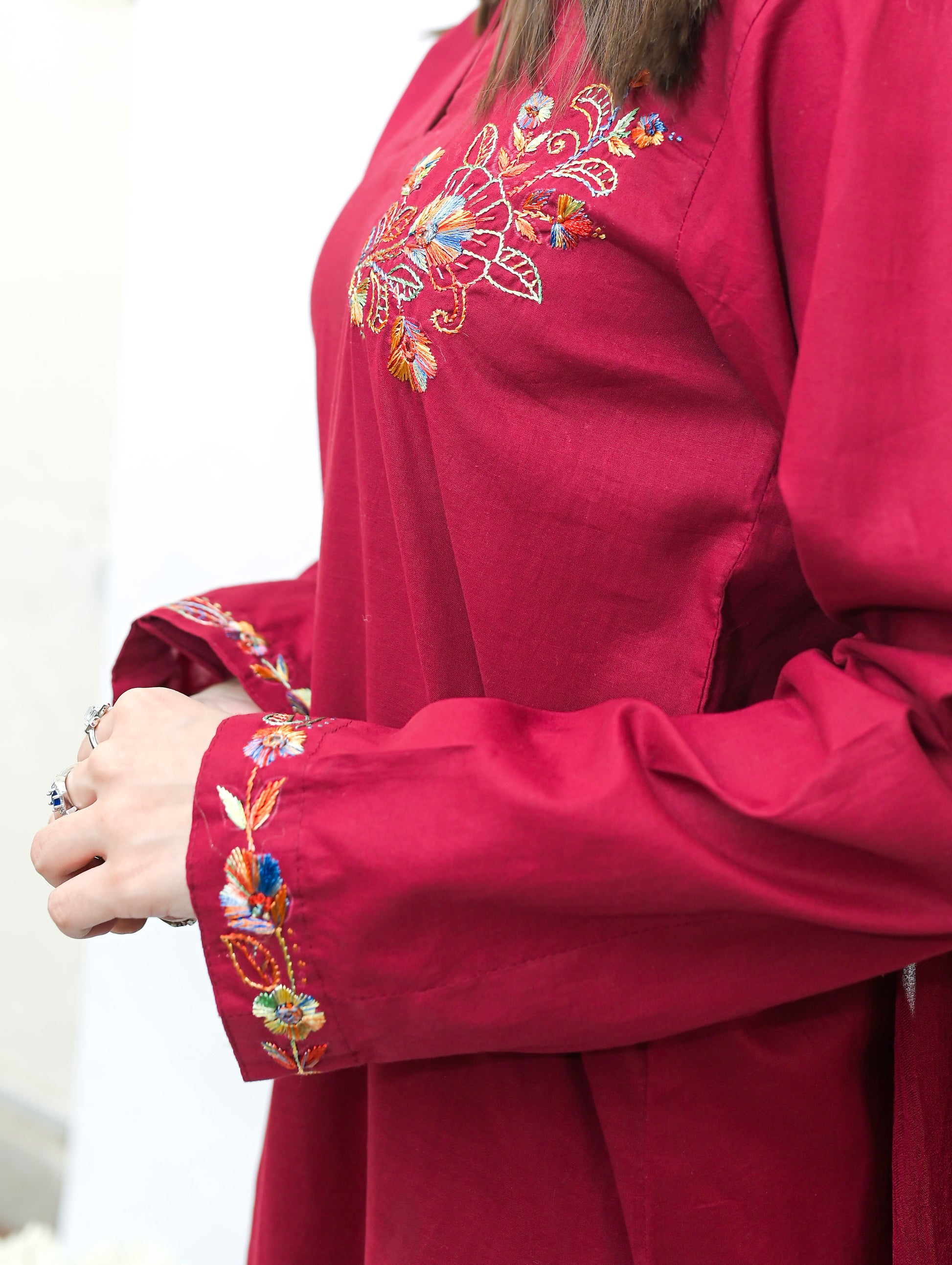 3PC-Crimson Grace Hand Embroidered Suit