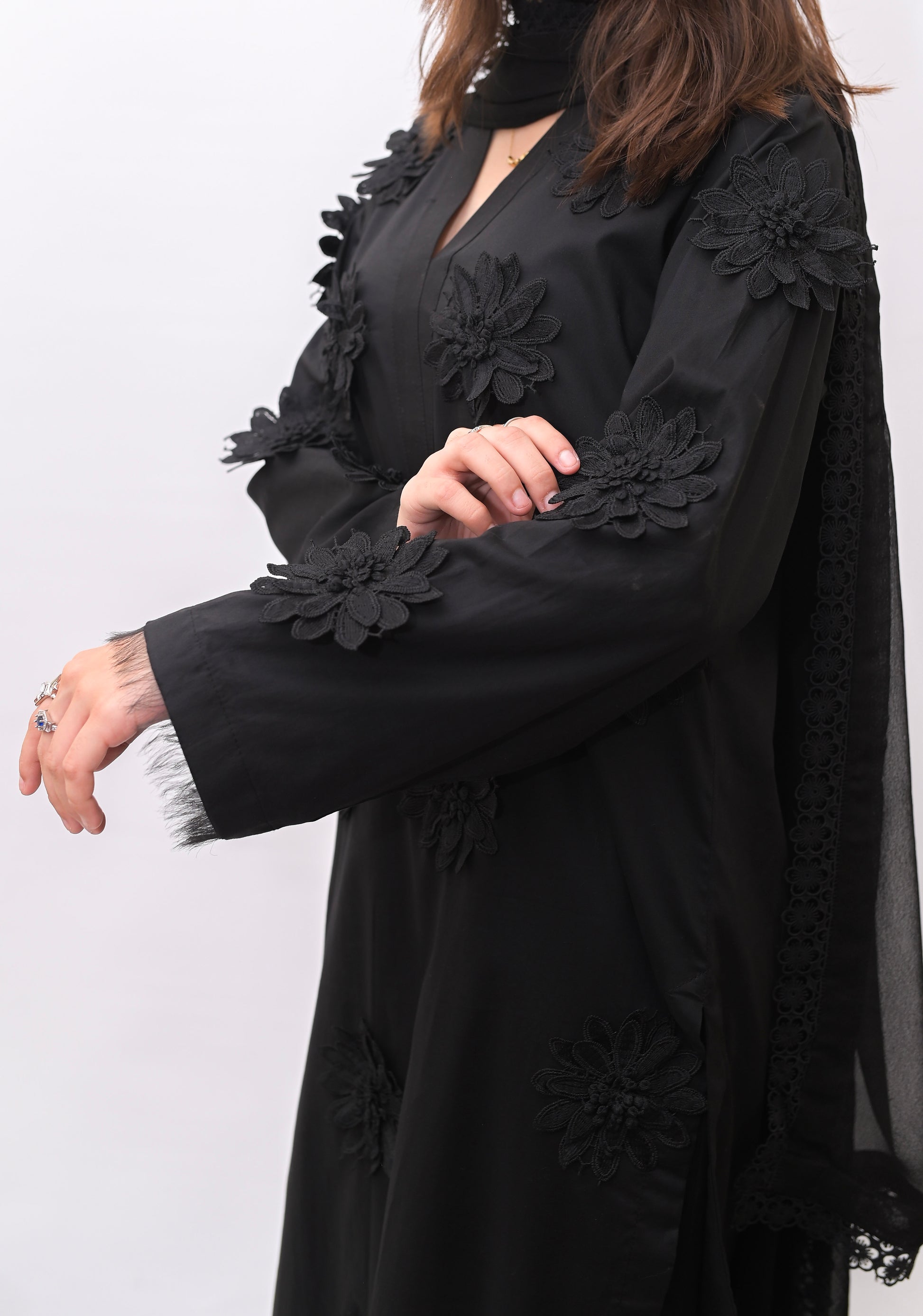 3PC-Elegant Black Floral Suit