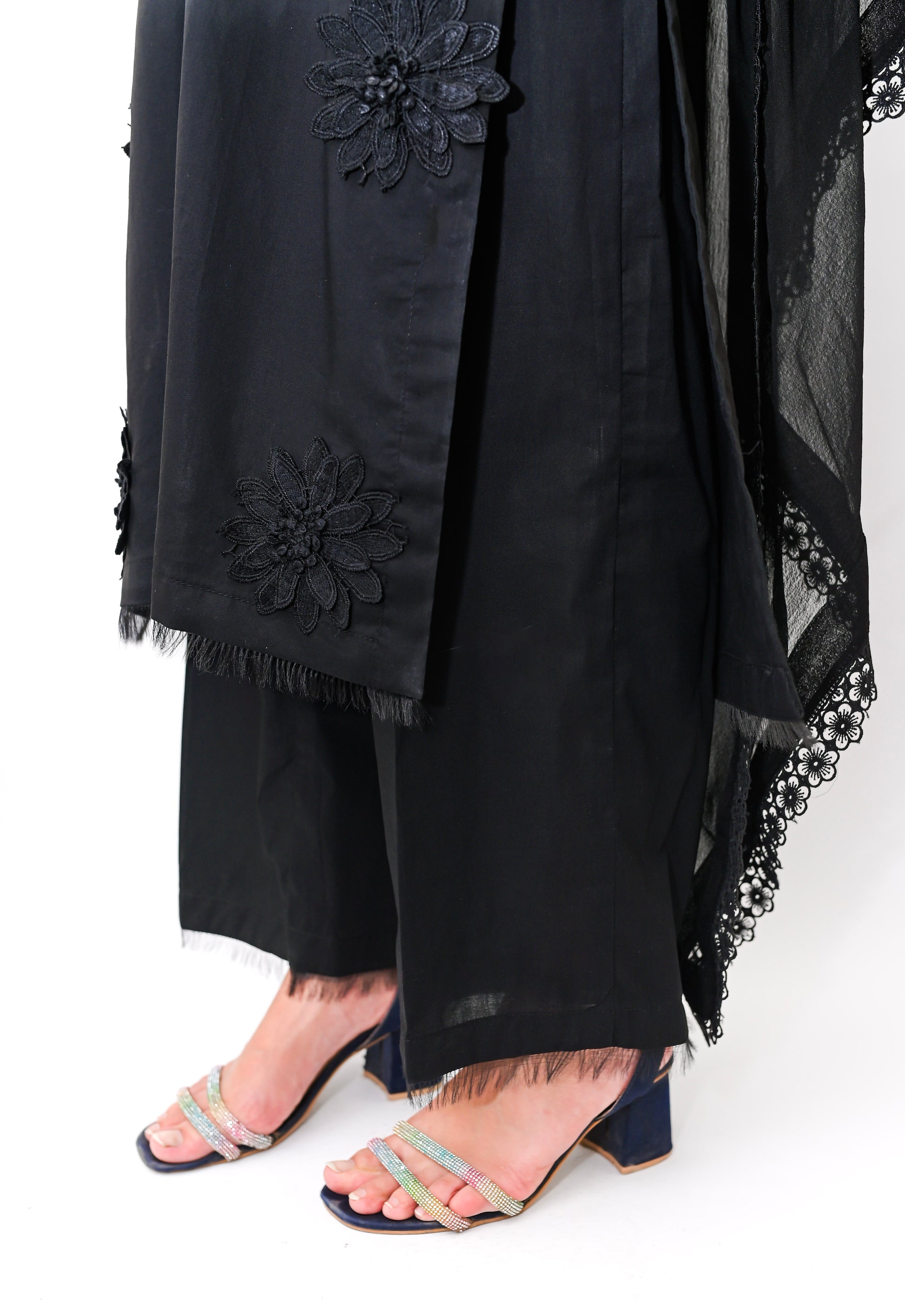 3PC-Elegant Black Floral Suit