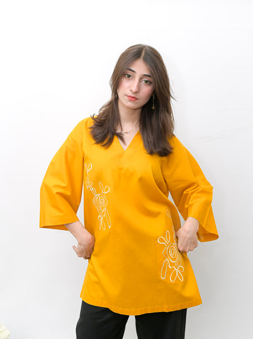 Mustard Yellow Embroidered Shirt