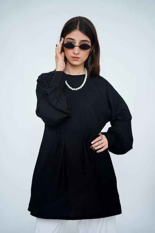 2PC – Black Tunic & White Trousers Set